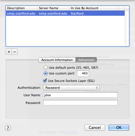 gmail server address for mac